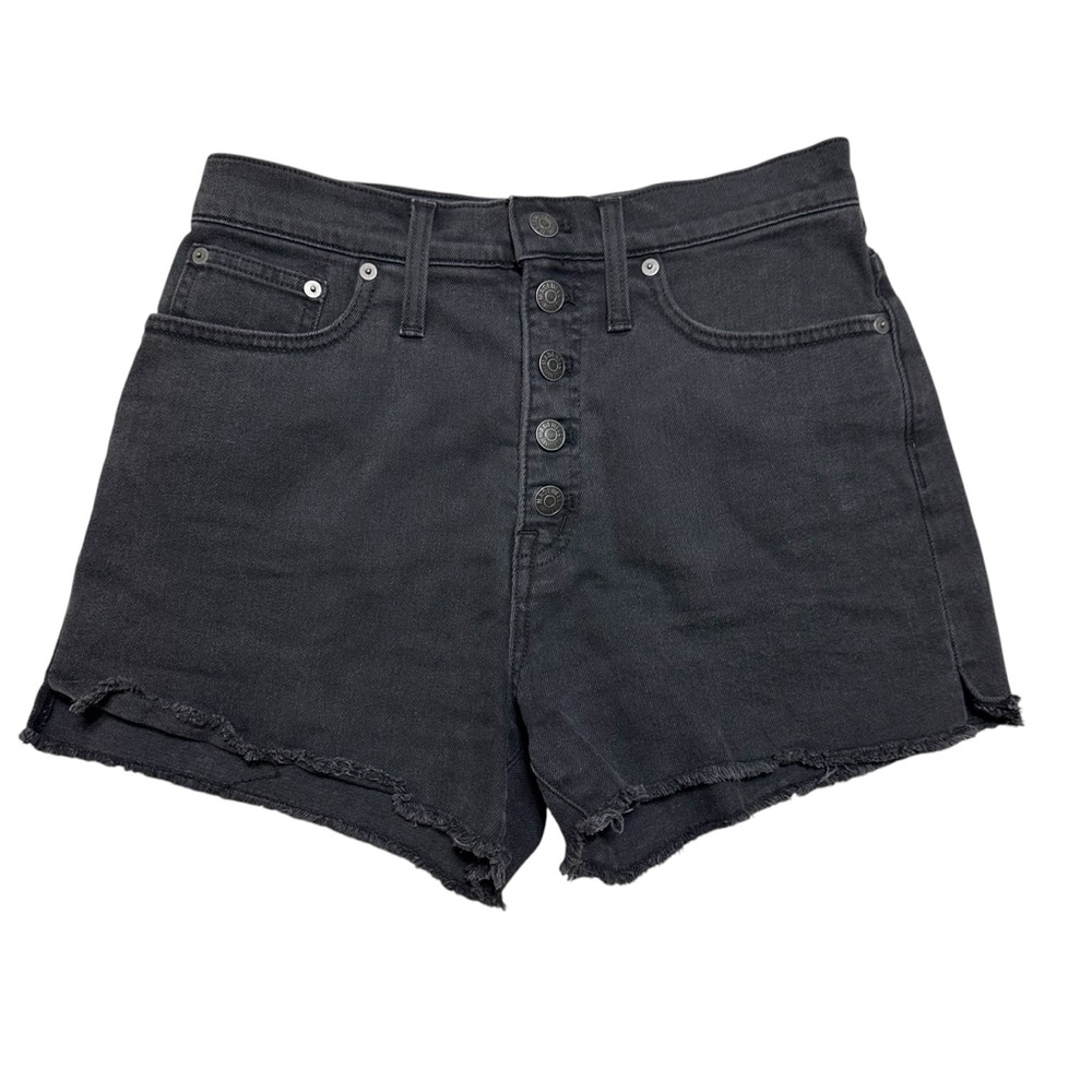 Madewell Women’s Hi-Rise Denim Shorts Button Fly In Black Sz.27 Boho Goth Summer - Picture 3 of 9